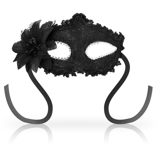 OHMAMA – Masque Vénitien Noir avec Fleur – Accessoire Unisexe