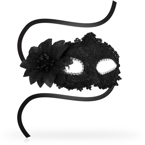 OHMAMA – Masque Vénitien Noir avec Fleur – Accessoire Unisexe