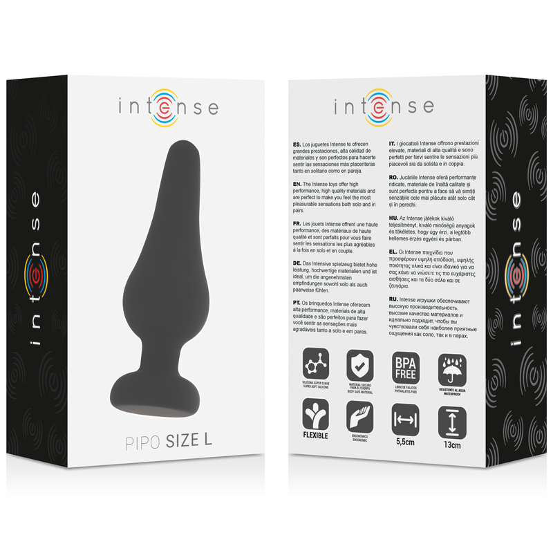 INTENSE – Plug Anal Pipo L – Silicone Noir – 13 cm