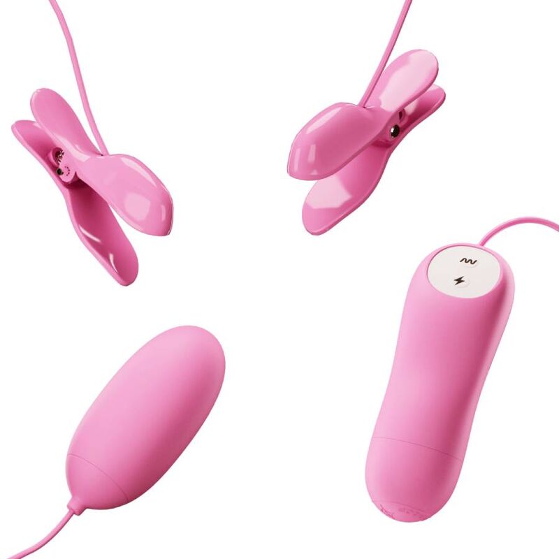 PRETTY LOVE – Kit pinces à tétons & œuf vibrant électrostimulation – Rose