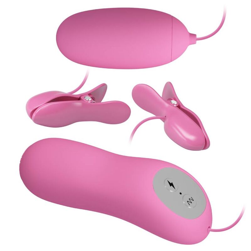 PRETTY LOVE – Kit pinces à tétons & œuf vibrant électrostimulation – Rose