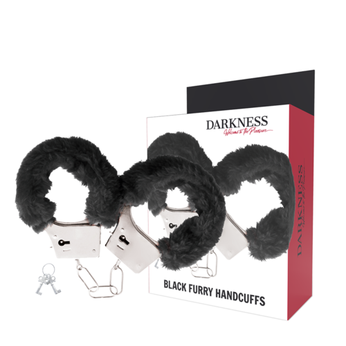 Darkness – Menottes en métal avec fourrure noire