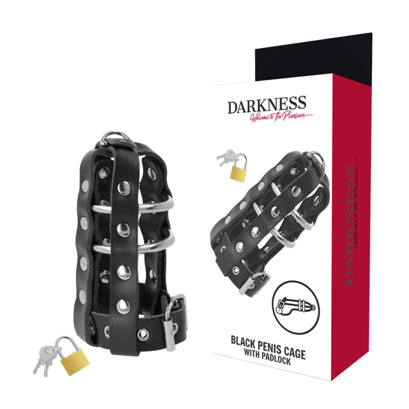 DARKNESS – Cage de chasteté en cuir végan avec serrure
