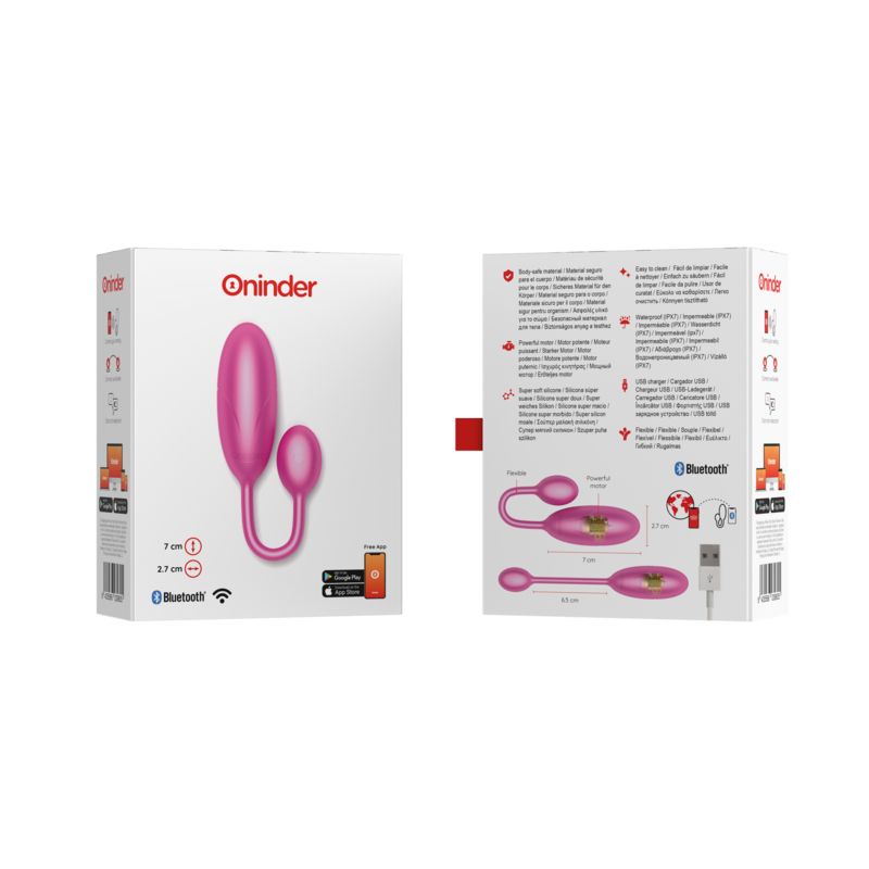 ONINDER – Œuf Vibrant Denver7 X 2,7 CM – Contrôle via Application – Rose ou Gris (Copie)