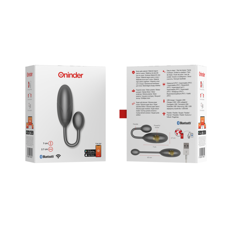 ONINDER – Œuf Vibrant Denver7 X 2,7 CM – Contrôle via Application – Rose ou Gris (Copie)