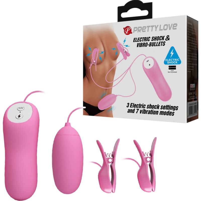 PRETTY LOVE – Kit pinces à tétons & œuf vibrant électrostimulation – Rose