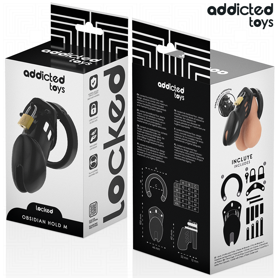 ADDICTED TOYS LOCKED – Cage de chasteté Obsidian Hold – Taille M