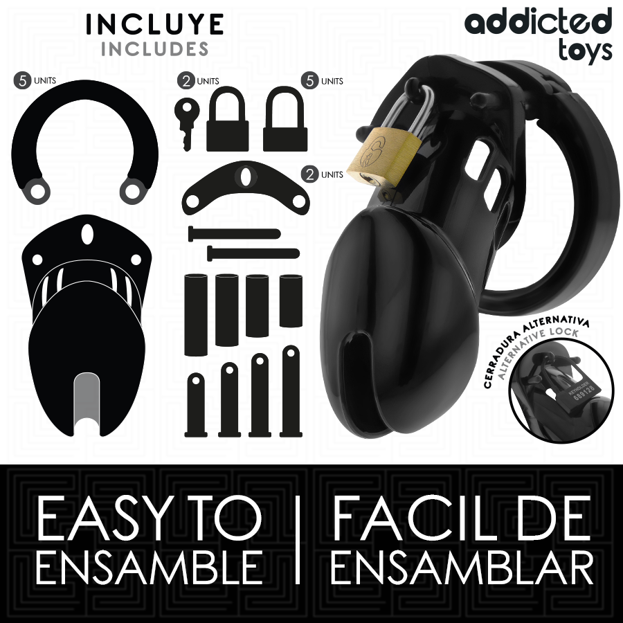ADDICTED TOYS LOCKED – Cage de chasteté Obsidian Hold – Taille M