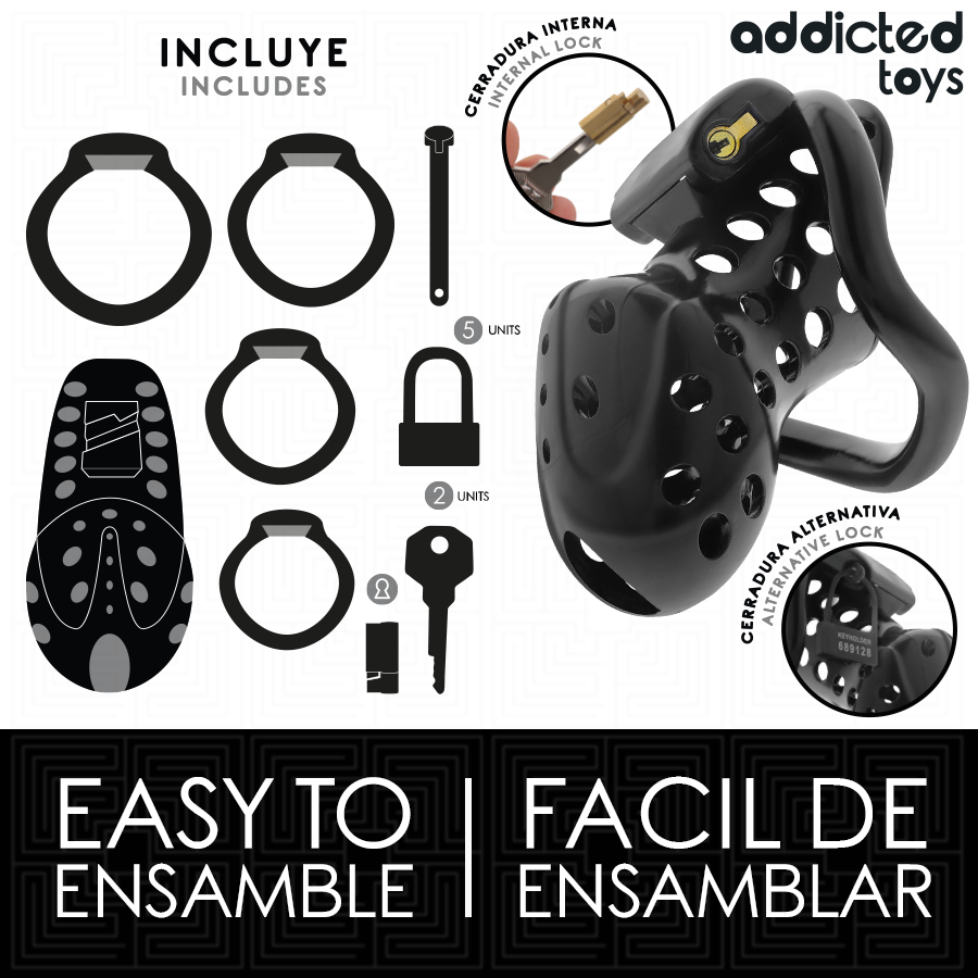 ADDICTED TOYS LOCKED – Cage de chasteté creuse enchaînée 10,5 cm
