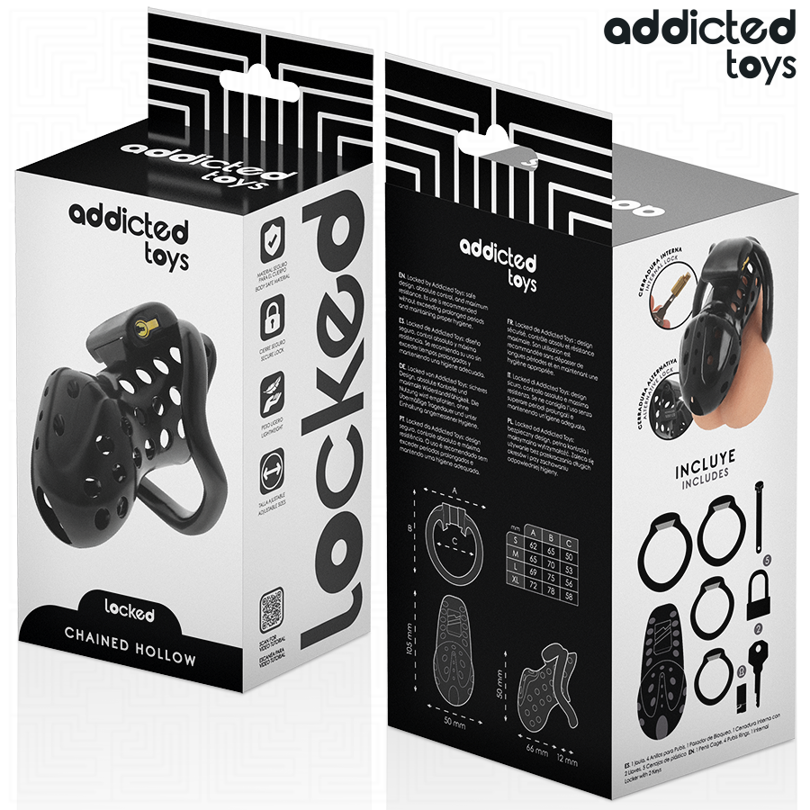 ADDICTED TOYS LOCKED – Cage de chasteté creuse enchaînée 10,5 cm