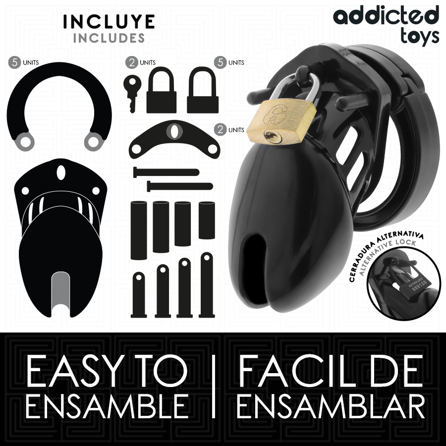 ADDICTED TOYS LOCKED – Cage de chasteté Obsidian Hold – Taille S