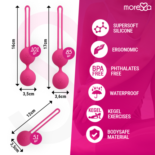 MORESSA – Ensemble OSIAN – Boules de Geisha Silicone – Turquoise, Rose ou Lilas