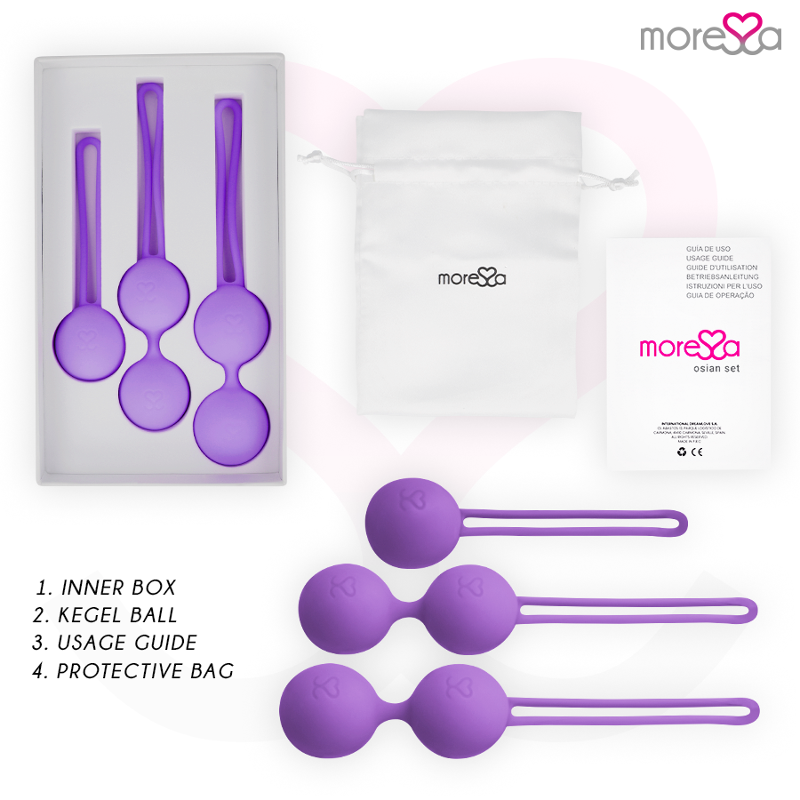 MORESSA – Ensemble OSIAN – Boules de Geisha Silicone – Turquoise, Rose ou Lilas
