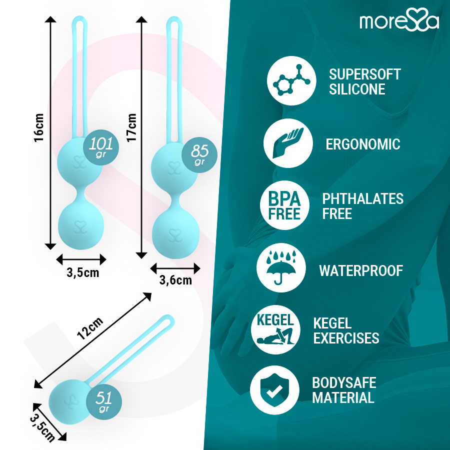 MORESSA – Ensemble OSIAN – Boules de Geisha Silicone – Turquoise, Rose ou Lilas