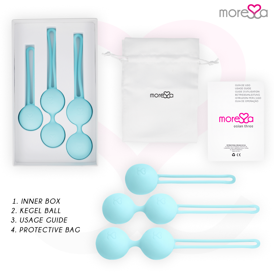 MORESSA – Ensemble OSIAN – Boules de Geisha Silicone – Turquoise, Rose ou Lilas