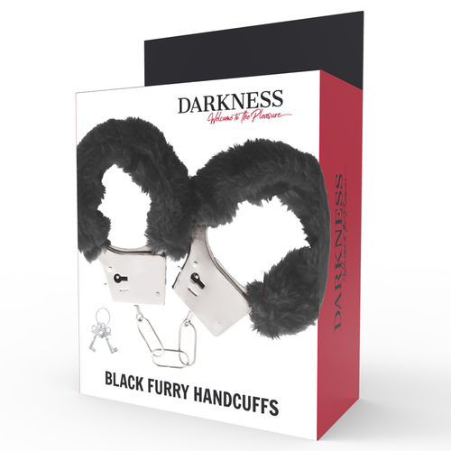 Darkness – Menottes en métal avec fourrure noire