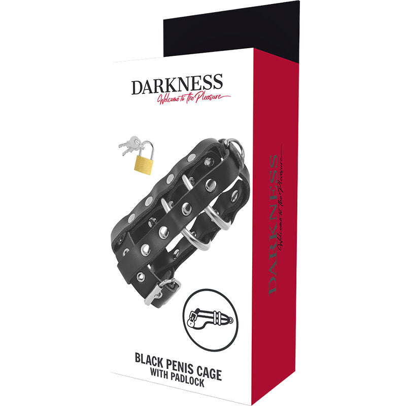 DARKNESS – Cage de chasteté en cuir végan avec serrure