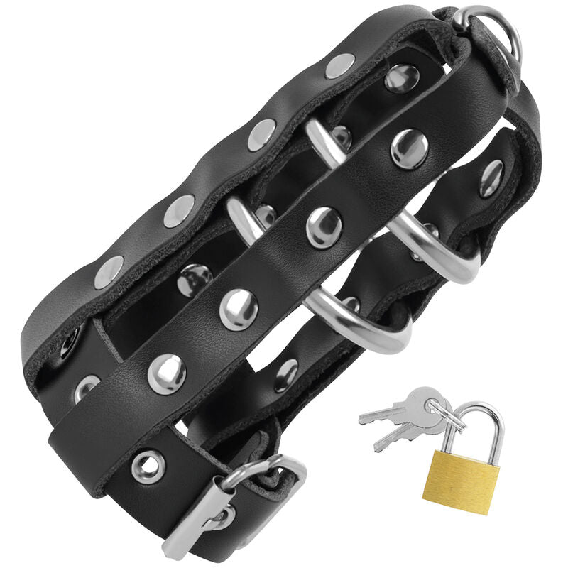 DARKNESS – Cage de chasteté en cuir végan avec serrure